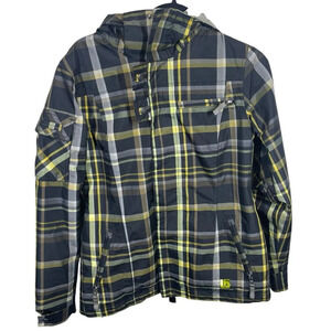 Burton dream dry ride women’s snowboarding jacket yellow plaid medium thermal